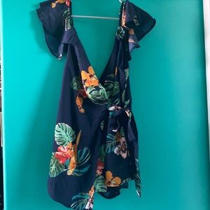 Fashion Nova Front Wrap Tie Romper